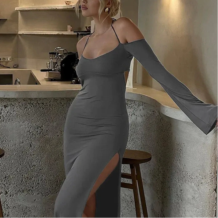 Fable Dress - Stylish Backless Solid Color Midi Dress