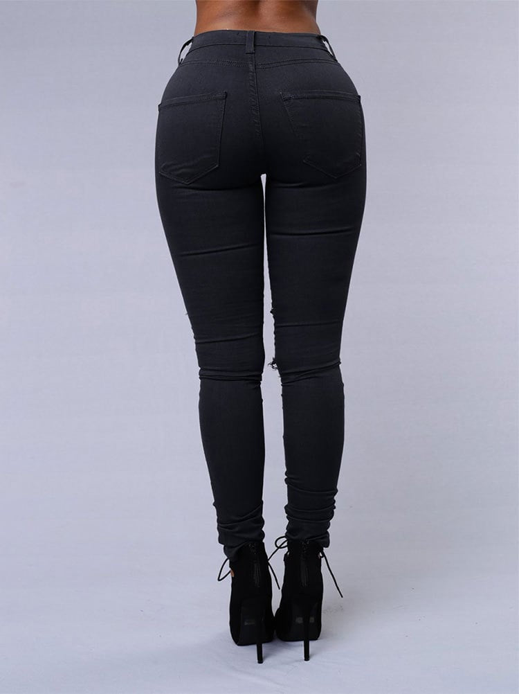 High Waist Ripped Skinny Jeans