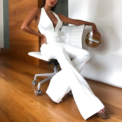 Sexy Deep V Neck Sleeveless Jumpsuit