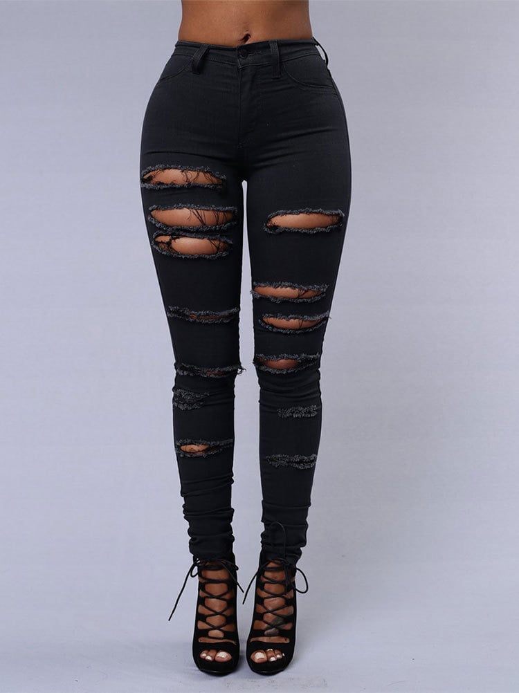 High Waist Ripped Skinny Jeans