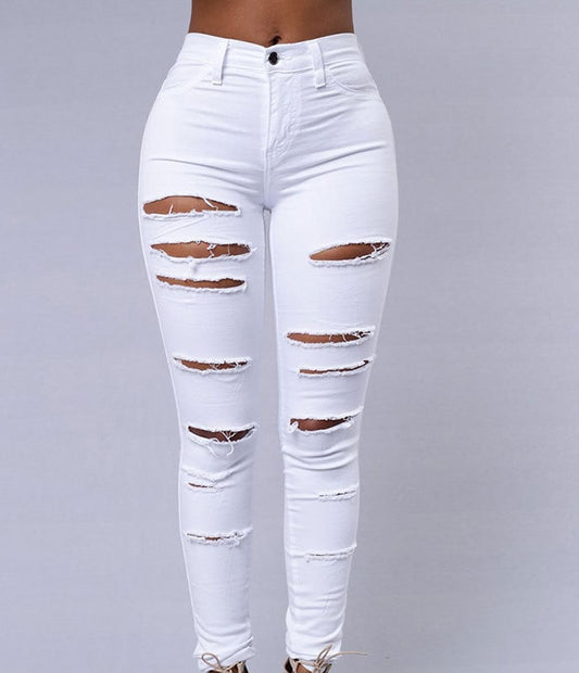 High Waist Ripped Skinny Jeans