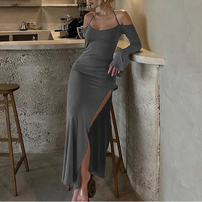 Fable Dress - Stylish Backless Solid Color Midi Dress