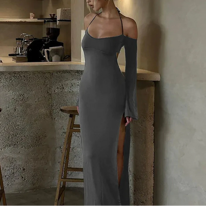 Fable Dress - Stylish Backless Solid Color Midi Dress