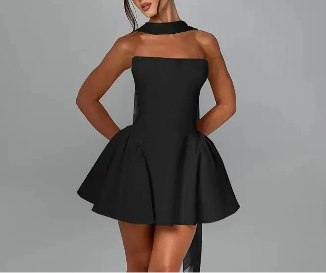 Sexy Tube Top Dress With Back Zipper Short Dress