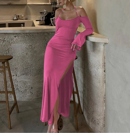 Fable Dress - Stylish Backless Solid Color Midi Dress